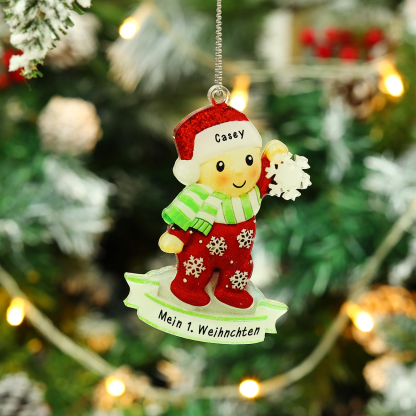 Acryl Weihnachtsornament-Personalisierter Name & Text Rosa Baby Ornament