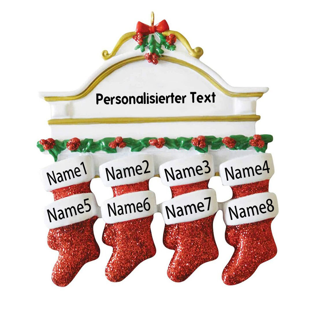 Holz Weihnachtsornament-Personalisiertes 8 Namen Text Rot Strümpfe Ornament Weihnachten Anhänger