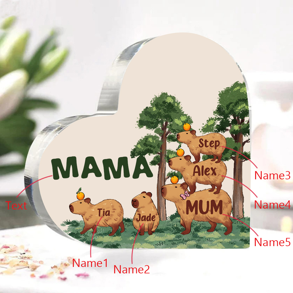 Personalisierte 5 Namen & Text Minase Familie Acryl-Deko Schreibtischdekoration für Mutter