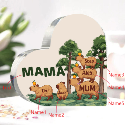 Personalisierte 5 Namen & Text Minase Familie Acryl-Deko Schreibtischdekoration für Mutter