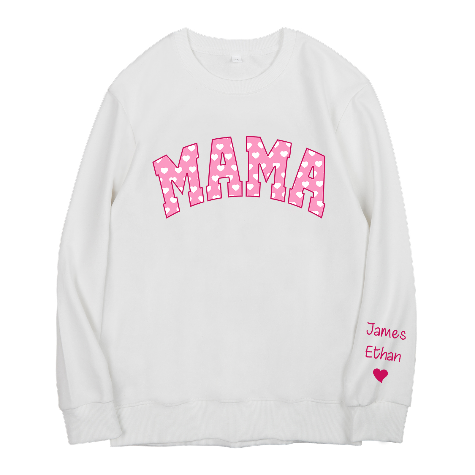 Personalisierte 2 Namen Mama Sweatshirt mit Rundhalsausschnitt für Mutter