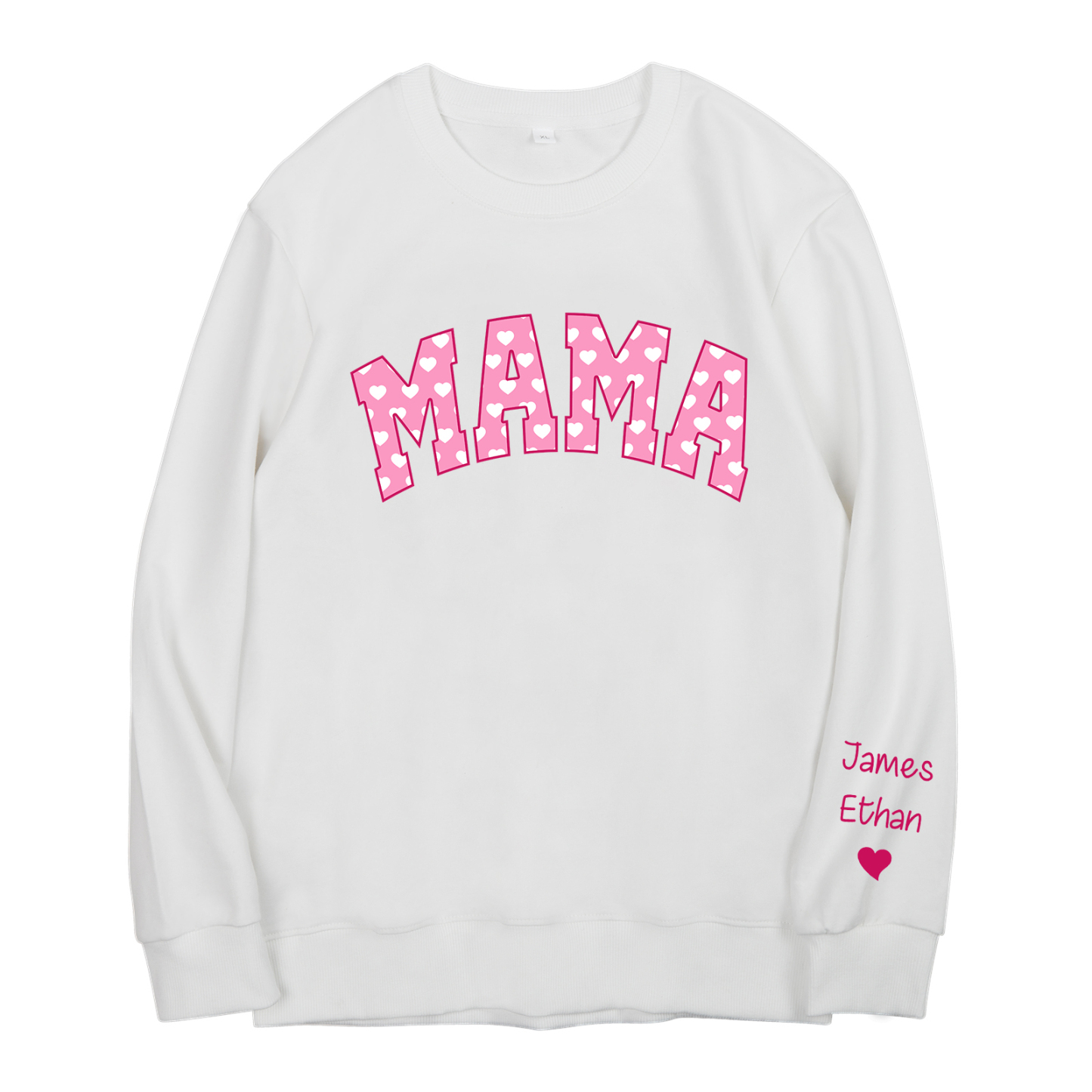 Personalisierte 2 Namen Mama Sweatshirt mit Rundhalsausschnitt für Mutter
