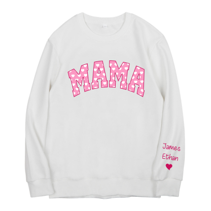 Personalisierte 2 Namen Mama Sweatshirt mit Rundhalsausschnitt für Mutter