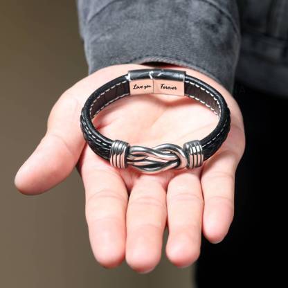 Herren Leder Seemansknoten Armband- An Meinen Mann Ich liebe dich, für immer und ewig-Geschenk mit Nachrichtenkarte