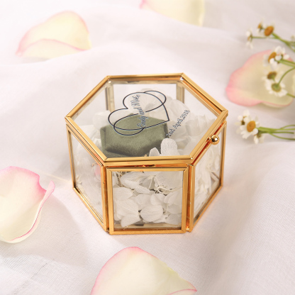 Personalisierbare 2 Buchstaben & Datum Geschenkbox Schmuck Samt Glas Ring Box