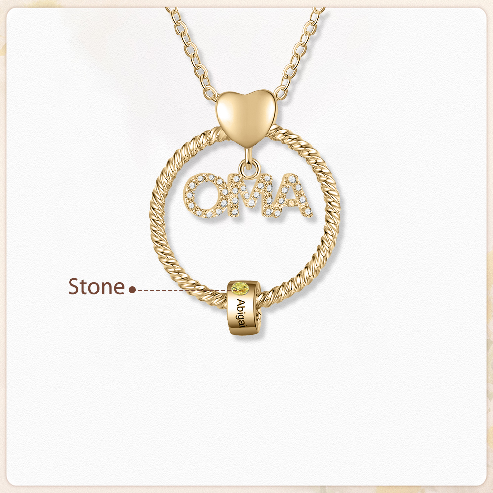 Personalisierter 1 Name Gravur "OMA" Halskette mit 1 Geburtsstein