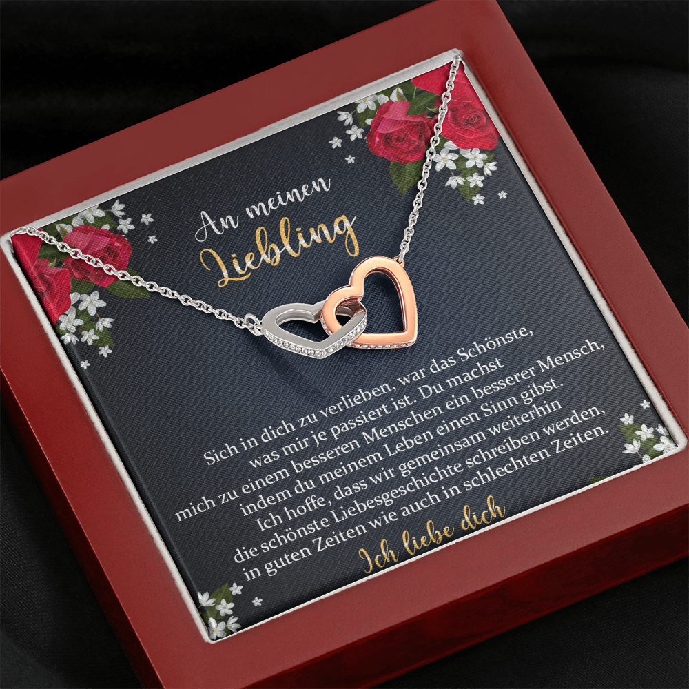 925 Silber Herz Halskette - An Meinen Liebling - Geschenk mit Nachrichtenkarte 
