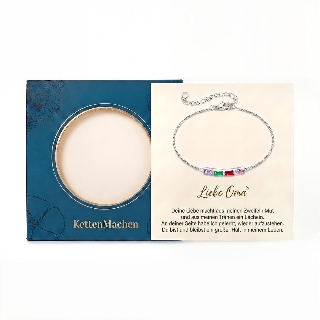 Personalisiertes Silberarmband aus 925 Sterling Silber mit 2 bis 6 Geburtssteinen Geschenk für Mama oder sie