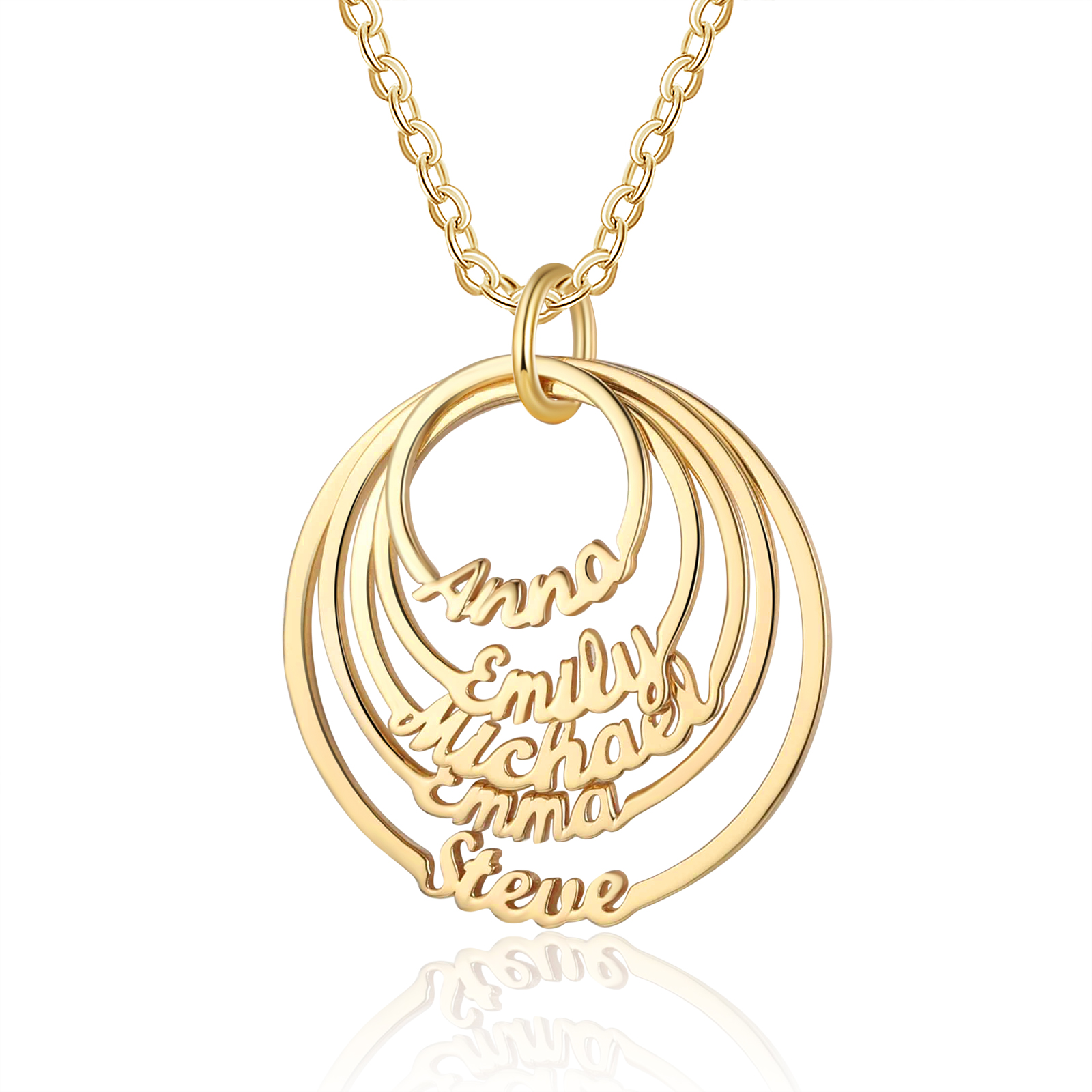 Personalisierte 5 Namen mit Gravuren Rund Halskette