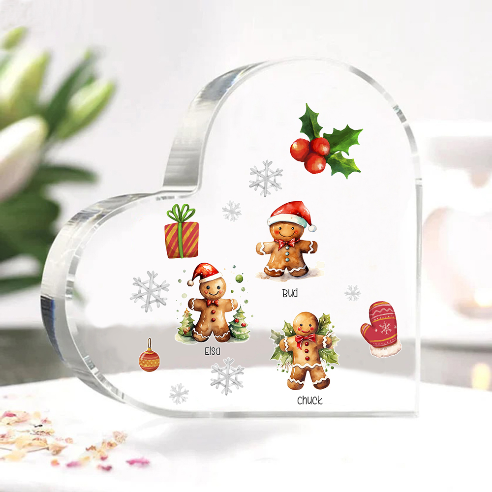 Personalisierte 3 Namen Lebkuchenmann Familie Weihnachten Acryl-Deko-Schreibtischdekoration