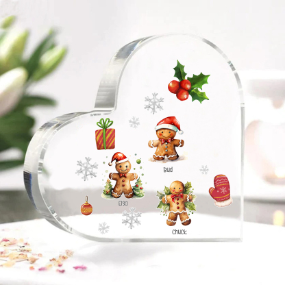 Personalisierte 3 Namen Lebkuchenmann Familie Weihnachten Acryl-Deko-Schreibtischdekoration