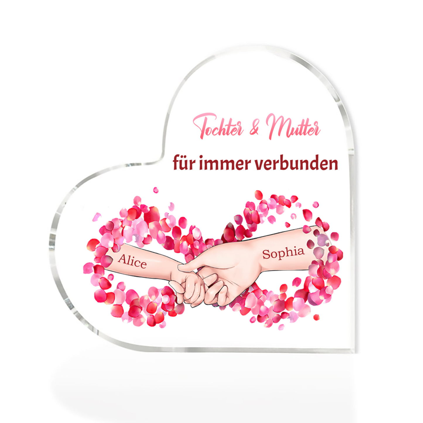 Personalisierte 2 Namen Acryl-Deko - Tochter und Mutter für immer verbunden - Schreibtischdekoration für Mutter