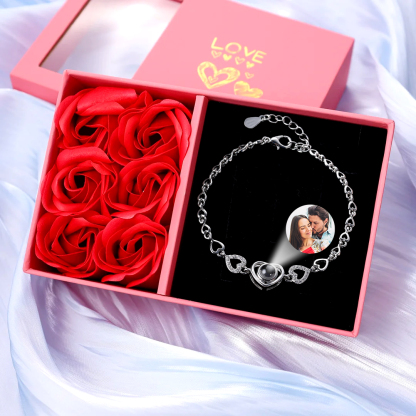 Personalisiertes Foto Herz Projektion Armband mit Herz Kette