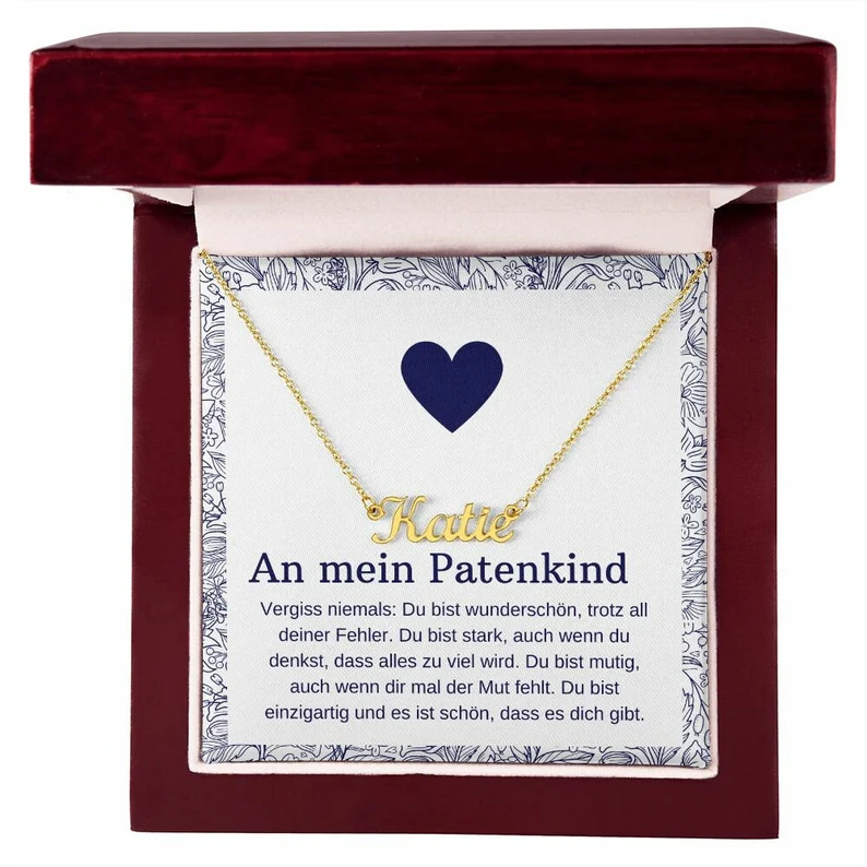 925 Sterling Silber Personalisierte 1 Namen Gravur Halskette-An Mein Patenkind-Geschenk mit Nachrichtenkarte