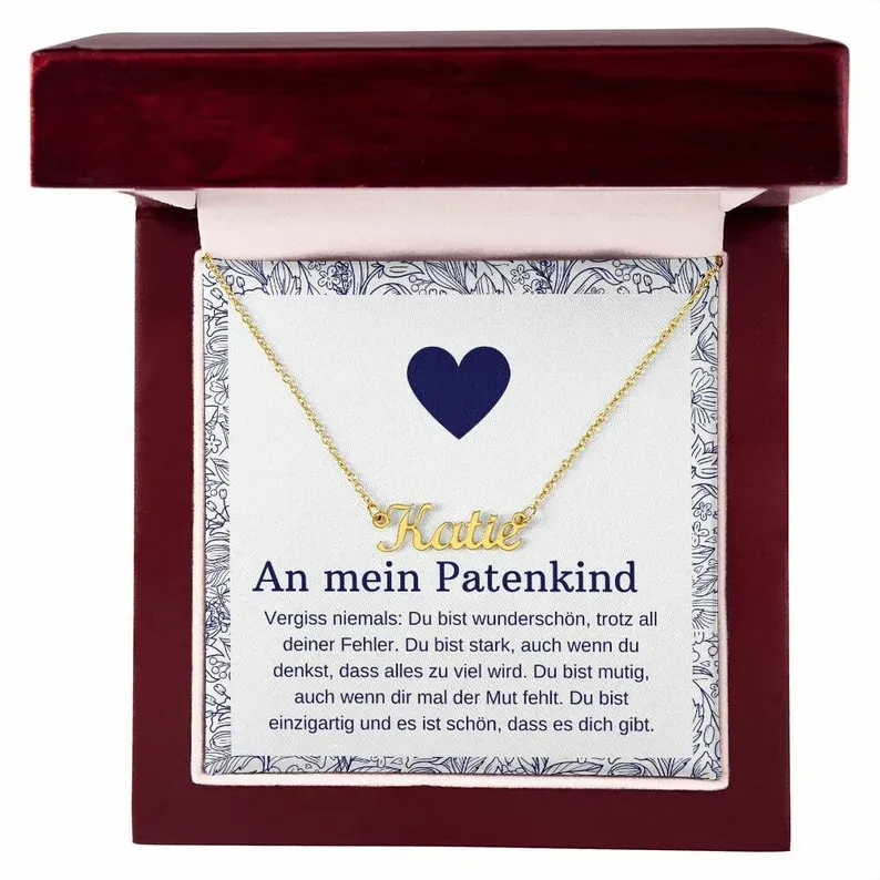 925 Sterling Silber Personalisierte 1 Namen Gravur Halskette-An Mein Patenkind-Geschenk mit Nachrichtenkarte
