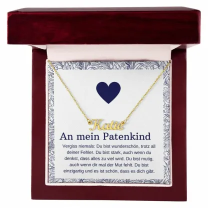 925 Sterling Silber Personalisierte 1 Namen Gravur Halskette-An Mein Patenkind-Geschenk mit Nachrichtenkarte