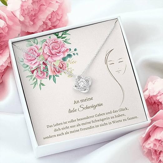 925 Sterling Silber Halskette für Schwägerin-An meine liebe Schwägerin-Geschenk mit Nachrichtenkarte 
