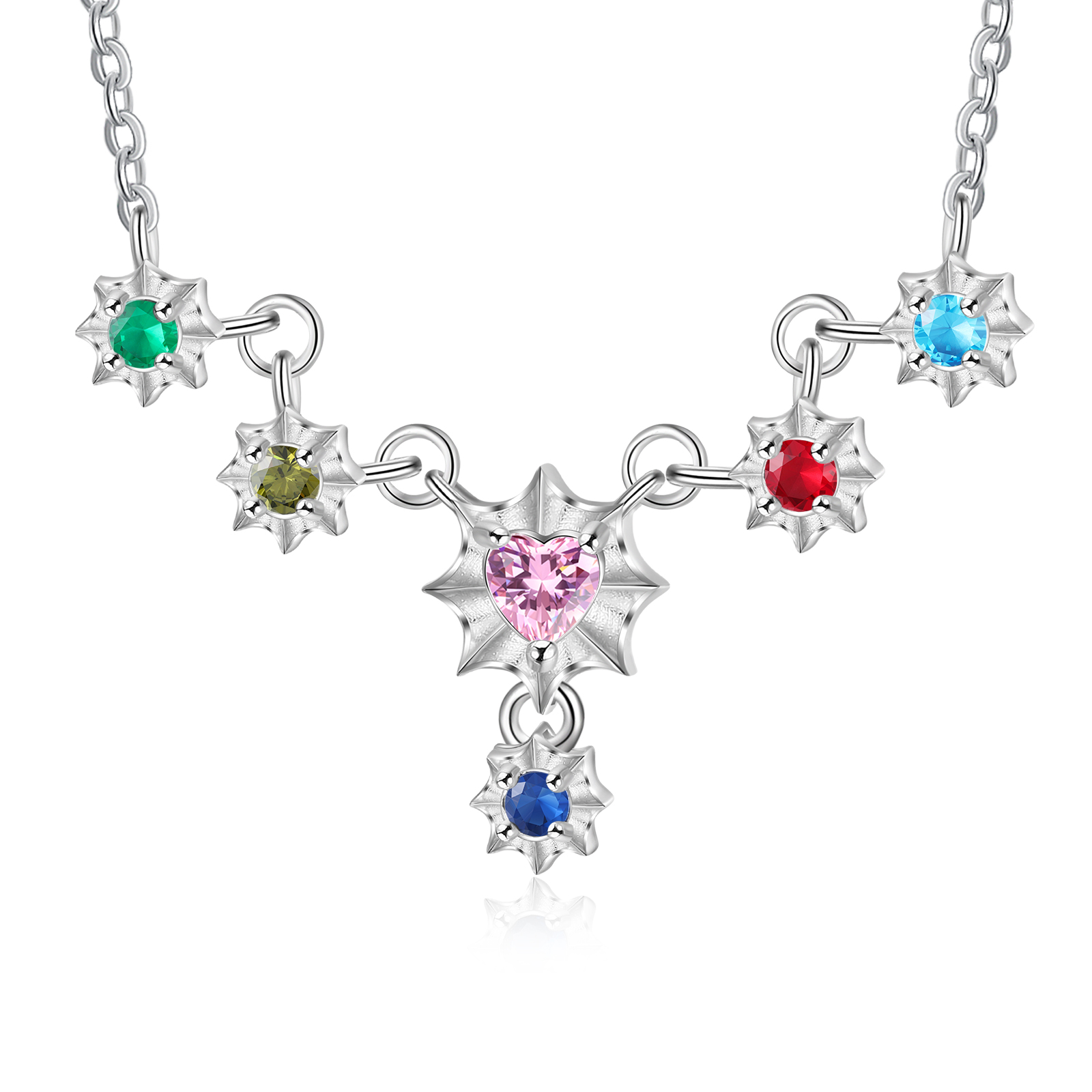 Personalisierter 6 Geburtssteine Seemuschel Halskette für Großmutter