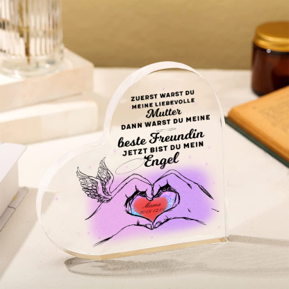 Personalisierter Name & Datum Acryl-Deko-Jetzt bist du mein  Engel-Trauer Schreibtischdekoration für Mutter