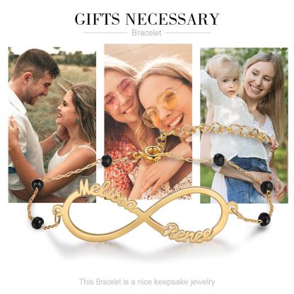 Infinity Armband mit 2 Namensgravur Kundenspezifisch