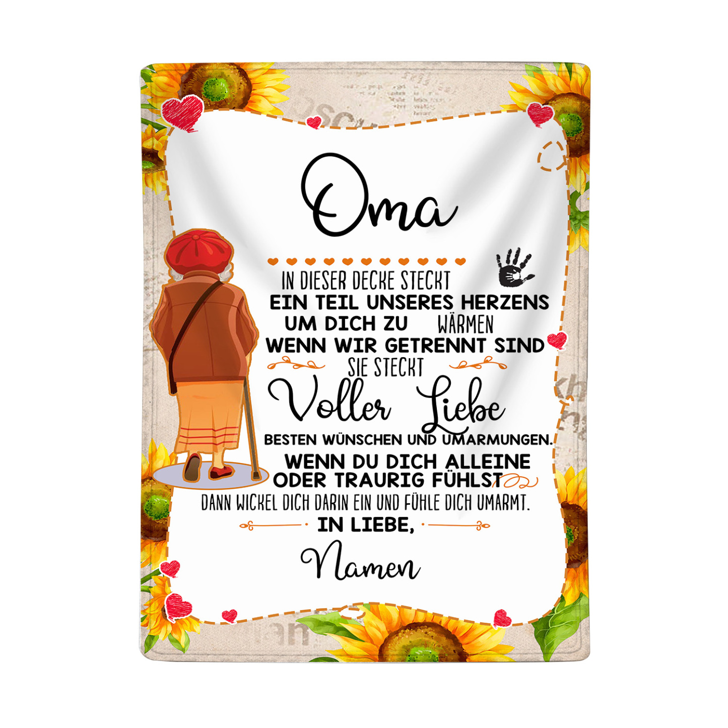 Personalisierte Namensdecke Für Oma – Fleece-Decke Mit Enkelkind-Namen, Familienherzen, Geschenk Für Mutter