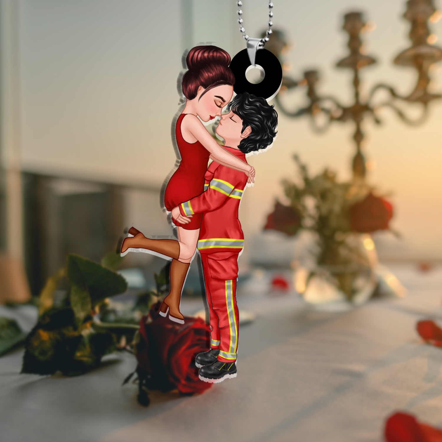 Personalisiertes Acryl Ornament/Schlüsselanhänger für Paar mit Schlüsselring