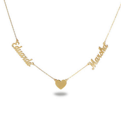 Personalisierte 2 Namen mit Gravuren Herz Halskette