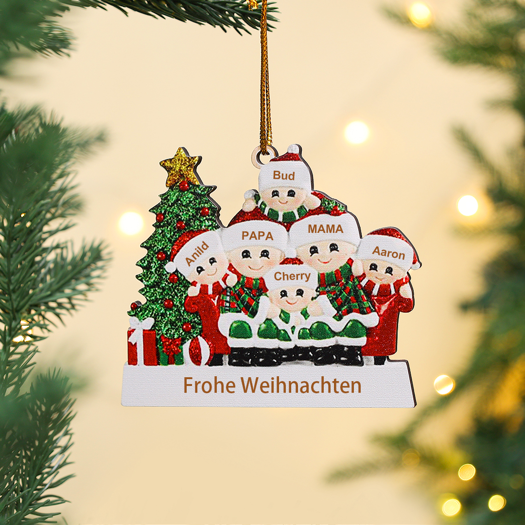 Holz Personalisierte 6 Namen & Text Unterm Weihnachtsbaum Weihnachtsornament Weihnachtsbaum Anhänger