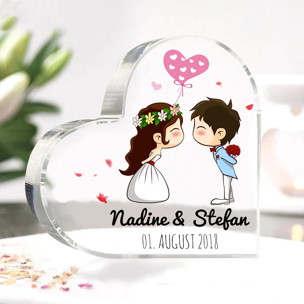 Personalisierte 2 Texte Acryl-Deko Schreibtischdekoration Hochzeitstag Geschenk für Paar