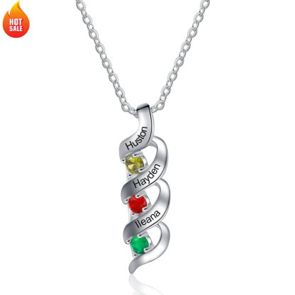 Personalisierte 3 Namen DNA Halskette mit 3 Geburtssteinen
