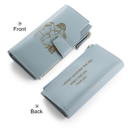 Frauen Lang Personalisierte Foto Geldbörse Gravierte Brieftasche