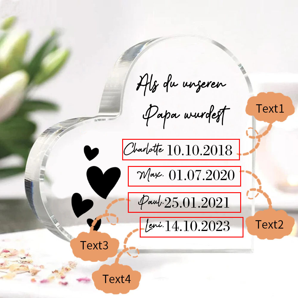 Personalisierte 4 Texte -Als du unseren Papa wurdest- Acryl-Deko Schreibtischdekoration für Vater