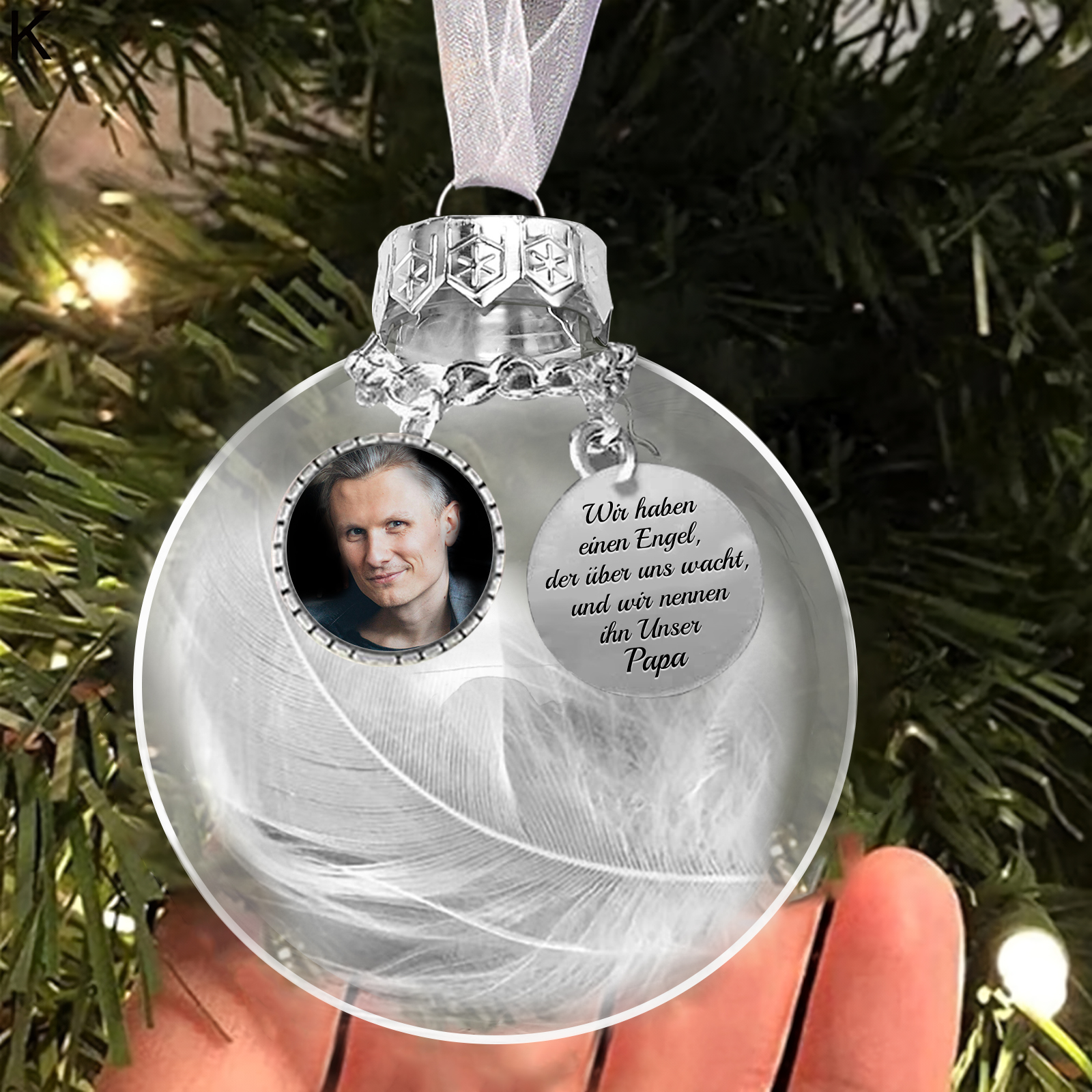 Weihnachtsornament-Personalisierte Foto Ornament-Wir haben einen Engel Anhänger Weihnachtsgeschenkment Andenken Weihnachtskugeln