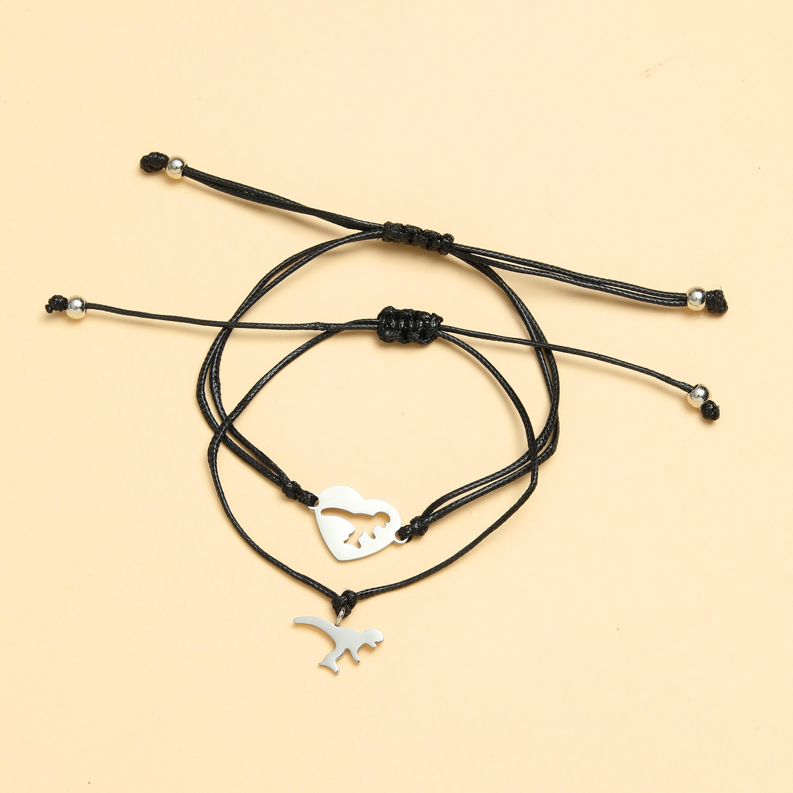 Dinos Armbänder Set mit 2 Ketten-Für das Schulkind-Schulanfang Geschenk mit Nachrichtenkarte