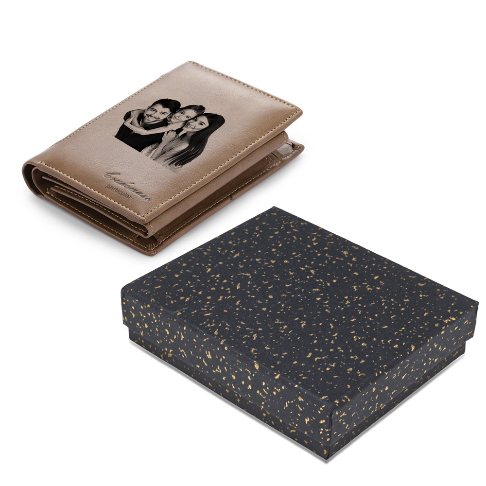 Personalisierte Foto Brieftasche Leder Geldbörse für Männer Große Kapazität Weihnachtsgeschenk