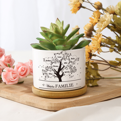 Personalisierbarer Text & 7 Namen Familienbaum Familie Blumentopf