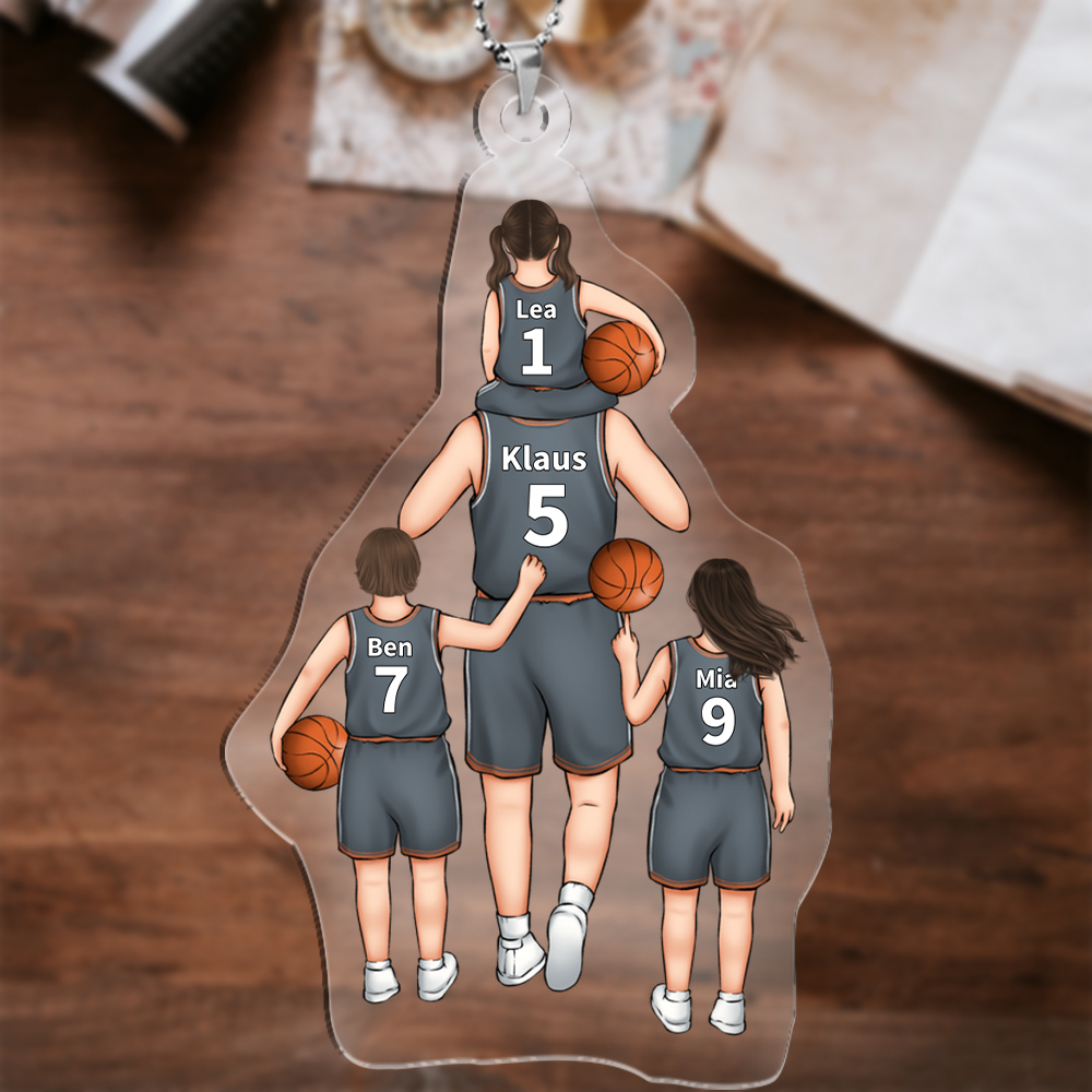 Personalisierbare 2-5 Namen Basketballteam Acryl Ornament/Schlüsselanhänger mit Schlüsselring