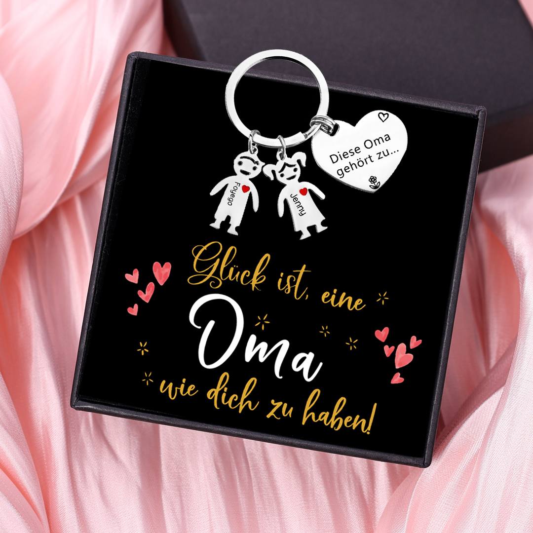 Personalisierte 2 Namen Familie Herz Schlüsselanhänger-Diese Oma Gehört zu-Geschenk für Großmutter