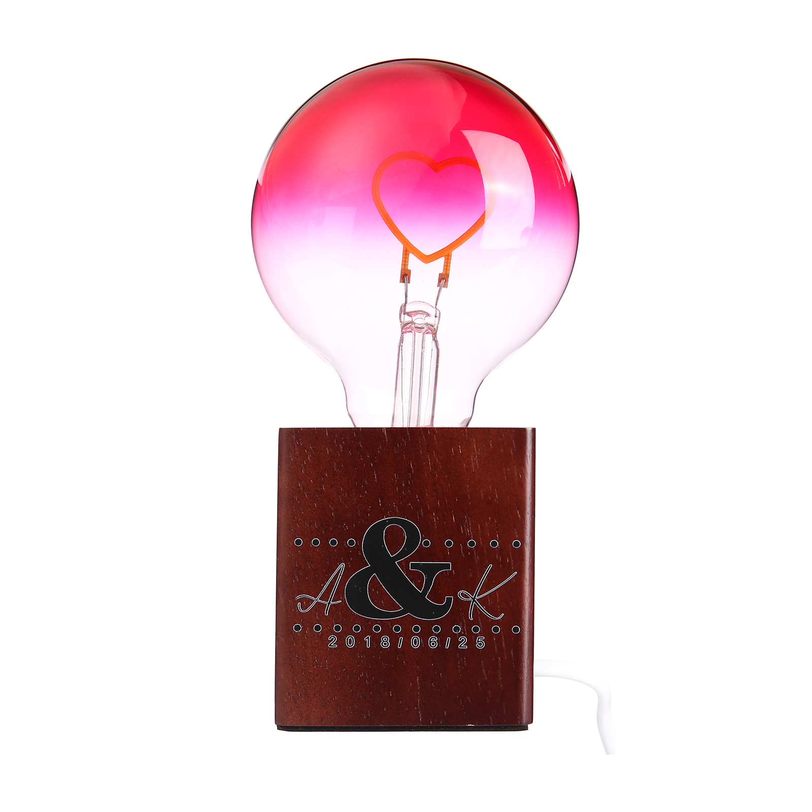 Glühbirne Nachtlicht Personalisierte 2 Buchstaben & Datum Licht Geschenk für Paare