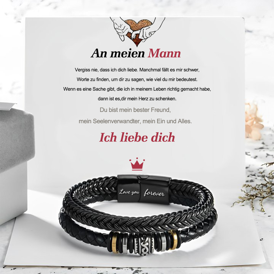 Herren Leder Armband-An Meinen Mann Du bist mein Seelenverwandter-Geschenk mit Nachrichtenkarte
