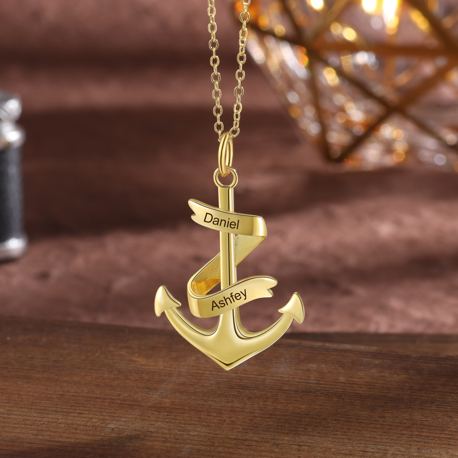 925 Sterling Silber Personalisierte 2 Namen Anker Halskette-Du bist mein Heimathafen-Geschenk mit Nachrichtenkarte