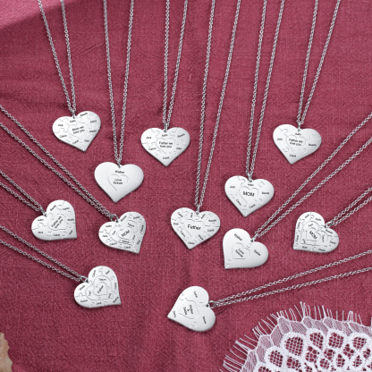 Personalisierte Herz-Puzzle-Halskette mit 4 Namensgravur