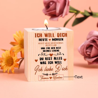 Holz Kompliment Kerzenhalter Personalisierter Text 1 bedruckte Seite Kerzenhalter-Ich willd dich für den Rest meines Lebens-für Paar