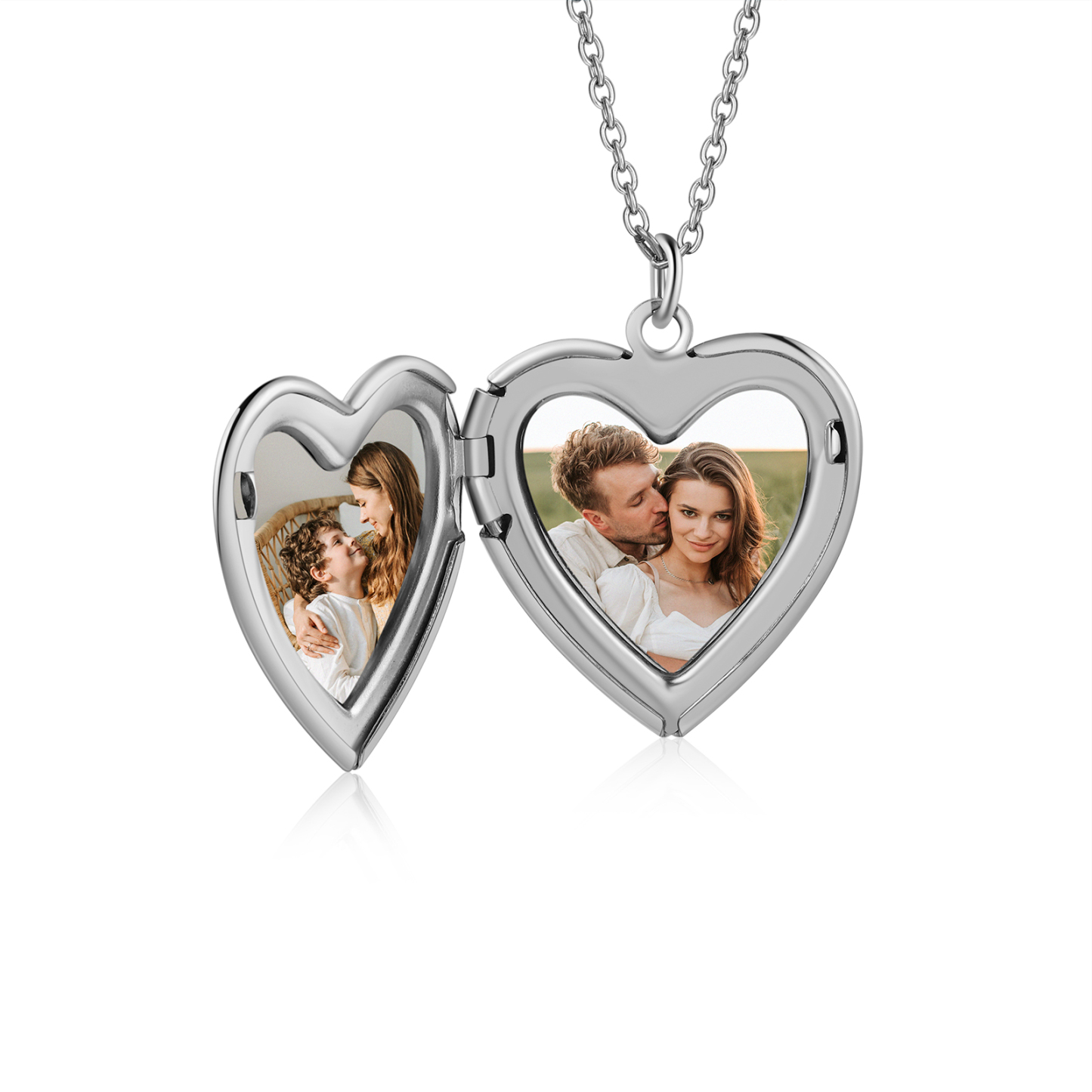 Personalisierter 1 Name & Datum & 2 Fotos Halskette & Foto & Name Schlüsselanhänger Geschenkpackung Geschenkset mit Karte für Frau Freundin