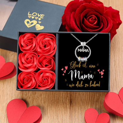 Personalisierte 1-6 Namen Gravur "MAMA" Halskette mit 1-6 Geburtssteinen-Glück ist eine Mama wie dich zu haben-Geschenk mit Nachrichtenkarte