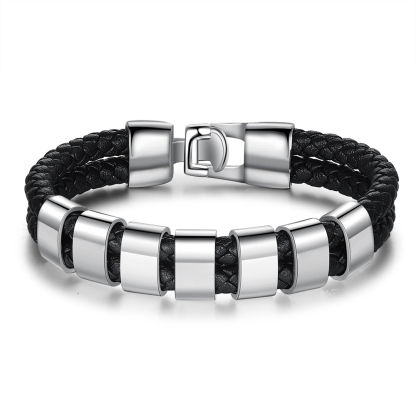 Personalisiertes 7 Namen Perlen Leder Armband-An Meinen Vater- Geschenk mit Nachrichtenkarte