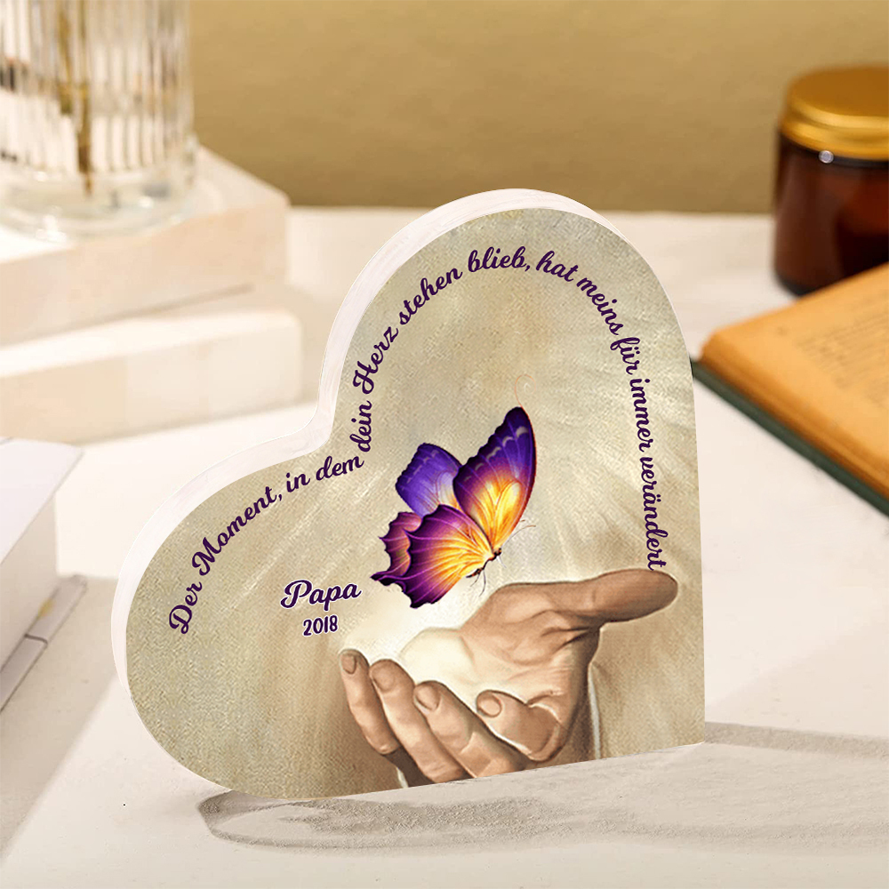 Personalisierte 1 Name & Jahr Lila Schmetterling Acryl-Deko-Trauer Schreibtischdekoration