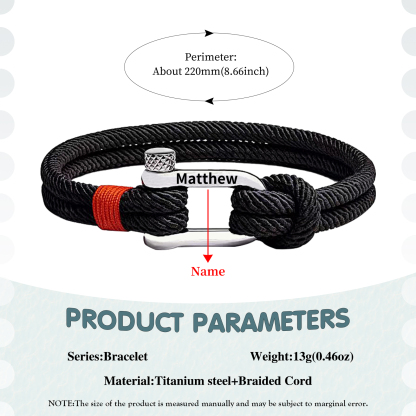 Herren Personalisierter 1 Name Edelstahl Hufeisenschnalle Handseil Armband--An unser wundervoller Sohn zum Abschluss-Geschenk mit Nachrichtenkarte