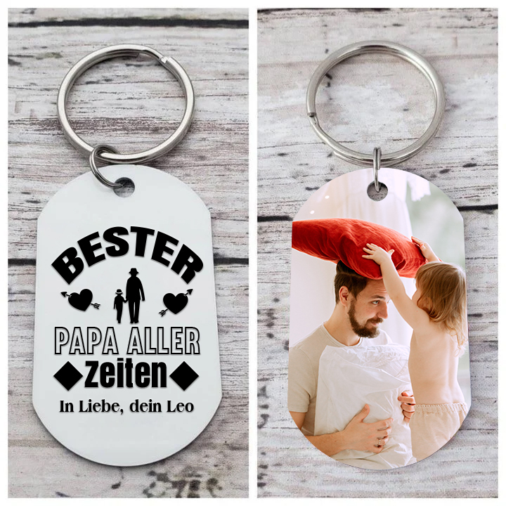 Personalisierbares Foto & Name Schlüsselanhänger-Bester Papa aller Zeit-Geschenk für Vater