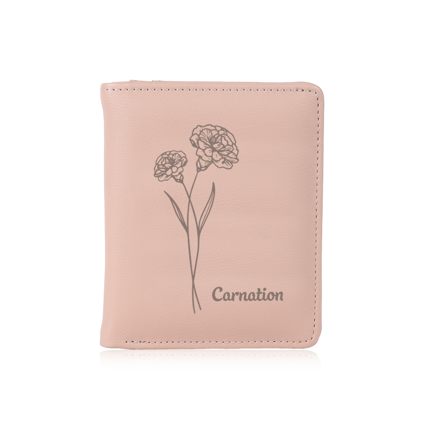 RFID Rosa PU-Leder Blumen-name Damenbörse: Geburtsblumen-Gravurt